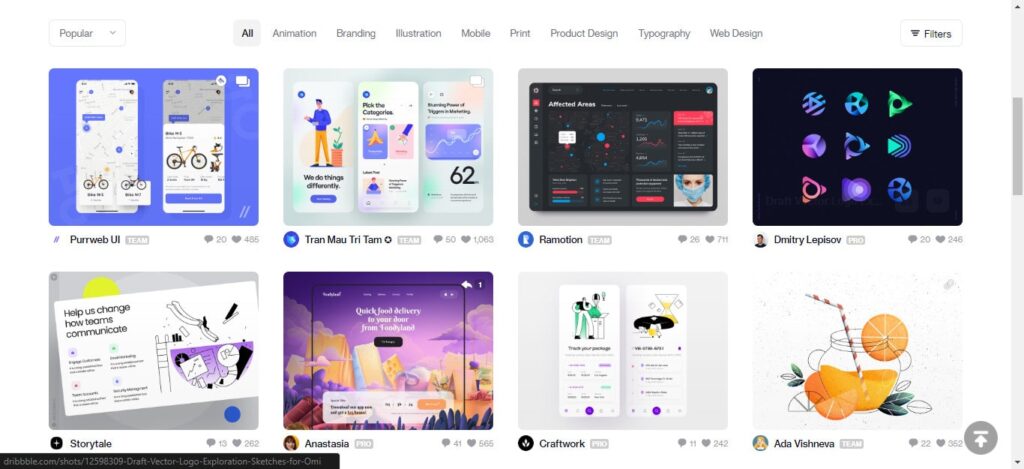 Dribbble -Digital Designers and Creatives